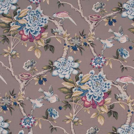 Bird Sanctuary Jewel by Carole Designer Fabric Pink Jade 100% Cotton- SSR Peru 25,000 Wyzenbeek Double Rubs 25 1/4" V, 13 1/2" H HD 54" - Swanky Fabrics -