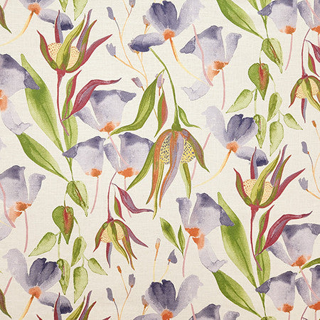 Tropical Garden Lavender by Carole Designer Fabric Dawn & Dusk 51% Linen, 49% Cotton-Washed Uk 18,000 MARTINDALE CIRCULAR RUBS 25"V, 18" H HD 52" - Swanky Fabrics -