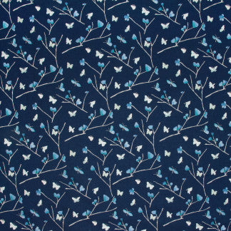 Eden Hunt Navy by Carole Designer Fabric Emerald Ocean 100% Polyester India N/A Horizontal: 16 7/8" and Vertical: 15 3/4" 51" - Swanky Fabrics -