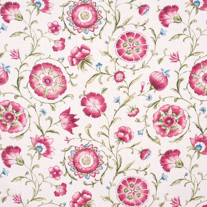 Love Everyone Scarlet by Carole Designer Fabric Azalea 55% Linen, 45% Rayon-SSR Finished in USA Passes 15,000 Double Rubs Wyzenbeek Horizontal: 27 and Vertical: 25.25 54 - Swanky Fabrics -