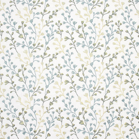 Promise You Evergreen by Carole Designer Fabric Wallflower Base: 72% Poly, 28% Cotton. Embr 100% Poly INDIA 30,000 Wyzenbeek Double Rubs 9 1/4" V, 13 1/2" H 53.5" - Swanky Fabrics -