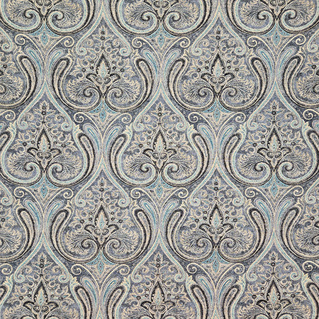 Paisley Place Indigo by Carole Designer Fabric Dawn & Dusk 75% Cotton, 25% Linen Pakistan 27,000 WYZENBEEK DOUBLE RUBS 18" V, 6 1/2" H HD 54" - Swanky Fabrics -