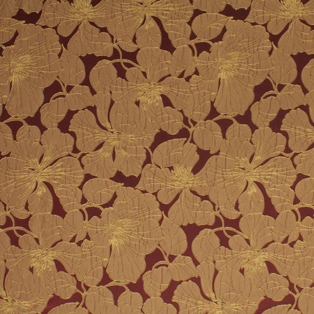 Garden Stroll Wine by Carole Designer Fabric Radiance 100% Polyester Turkey N/A 29 1/2" V, 19" H 57" - Swanky Fabrics -