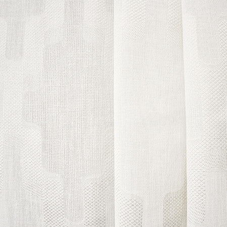 On Behalf Ivory by Carole Designer Fabric Sheer Luxury 100% Polyester TURKEY 15 1/4" V, 6" H 118" - Swanky Fabrics -