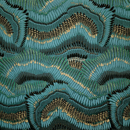 Wingspan Peacock by Carole Designer Fabric Fearless 57% Polyester, 27% Rayon, 16% Viscose China 56 3/4" V, 29"H 57" - Swanky Fabrics -