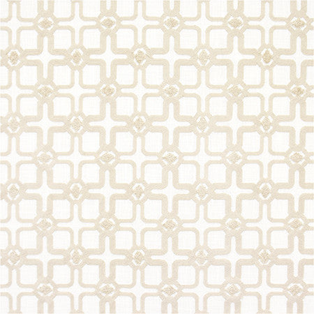 Close Quarters Cream by Carole Designer Fabric Moonstone 73% Cotton, 27% Polyester India 4 3/4" V, 4 1/2" H 53.25" - Swanky Fabrics -