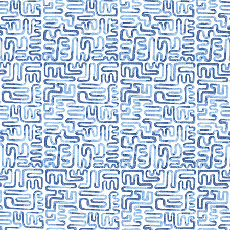 No Hesitation Indigo by Carole Designer Fabric Bluebell 100% Cotton Pakistan 30,000 Wyzenbeek Double Rubs 12 1/2" V, 9" H 54" - Swanky Fabrics -