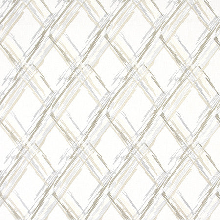 Broken Diamonds Natural by Carole Designer Fabric Moonstone 52% Cotton, 48% Polyester India 9" V, 6 1/2" H 52.5" - Swanky Fabrics -