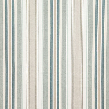 Beachside Stripe Spa by Carole Designer Fabric Dewdrop 100% Cotton India 13 1/2" H 54" - Swanky Fabrics -