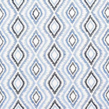 More Involved Cadet by Carole Designer Fabric Bluebell 66% Cotton, 34% Polyester India 7 7/8" V, 9 7/8" H 50" - Swanky Fabrics -