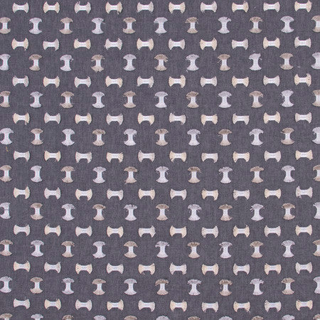 Pick A Bow Gunmetal by Carole Designer Fabric White Smoke 50% Polyester, 50% Cotton India Passes 25,000 Double Rubs Wyzenbeek 5 1/4" V, 6 1/4" H 52" - Swanky Fabrics -