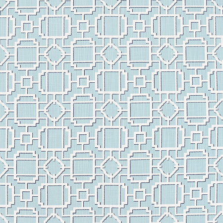 So Many Chances Spa by Carole Designer Fabric Bluebell 100% Cotton-Soil Repellent China 6 5/8" V, 6 7/8" H 58.5" - Swanky Fabrics -