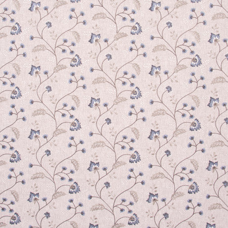 Until You Java by Carole Designer Fabric Bluebird 52% Cotton, 48% Polyester India Passes 30,000 Double Rubs Wyzenbeek 9 1/8" V, 17 1/4" H 52" - Swanky Fabrics -