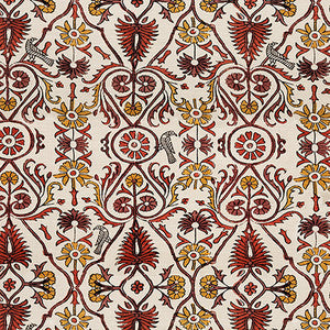 Bird Gathering Cinnabar by Carole Designer Fabric