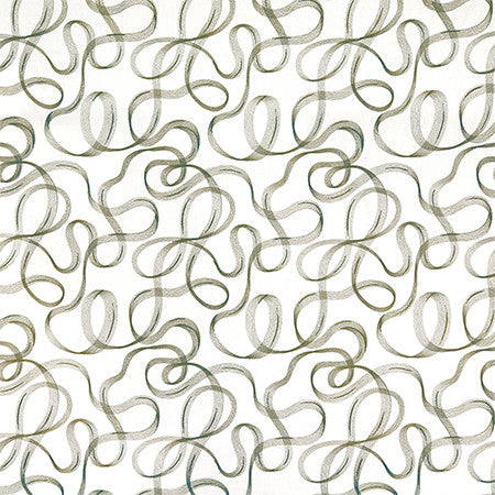 Ribbon Dance Celadon by Carole Designer Fabric Shape Shifter Base: 60% Poly, 30% Cotton, 10% Linen Embr: 100% Viscose India 15 3/4" V, 13" H 52" - Swanky Fabrics -