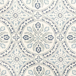 Laid Back Powder by Carole Designer Fabric Water Works 100% COTTON SPAIN Passes 100,000 Double Rubs Wyzenbeek Horizontal: 6 3/4" and Vertical: 6 3/4"V 54" - Swanky Fabrics -