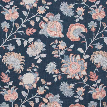 Favorite Pastime Indigo by Carole Designer Fabric Red Sea 55% Linen, 45% Rayon -SSR China 12,000 Wyzenbeek Double Rubs 25 1/4" V, 27" H 54" - Swanky Fabrics -