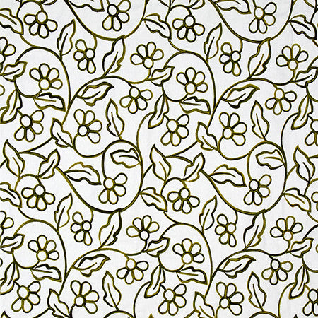 Ainsley Way Ivy by Carole Designer Fabric English Garden Base: 100% Cotton Embr: 100% Acrylic 2,000 Martindale Circular Rubs 15" V, 13 1/4" H 53*" - Swanky Fabrics -