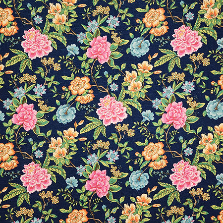 Common Courtesy Classic Navy by Carole Designer Fabric First Impressions 55% Linen, 45% Viscose S Korea 24 1/4" V, 13 1/2" H HD 54.75" - Swanky Fabrics -