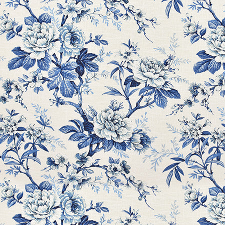 Kind Regards Indigo by Carole Designer Fabric Bluebell 55% Linen, 45% Viscose-Soil Repellent S Korea 24 1/2" V, 27" H 55" - Swanky Fabrics -