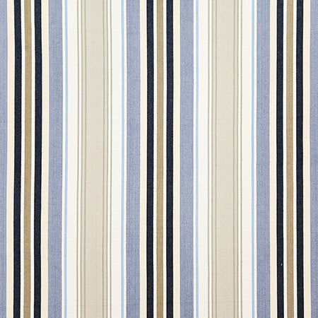 Beachside Stripe Lake by Carole Designer Fabric Dewdrop 100% Cotton India 13 1/2" H 54" - Swanky Fabrics -
