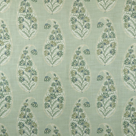 Drop Of Paisley Fern by Carole Designer Fabric Misty Glen 100% Polyester China 27" V, 13 1/2" H 54"" - Swanky Fabrics -