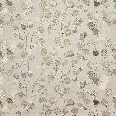 Be The Magic Shadow by Carole Designer Fabric Earth & Stone Base: 72% Cotton, 28% Polyester. Embr: 100% Polyester India 30,000 WYZENBEEK DOUBLE RUBS 12 3/8" V, 26 3/4" H 53.25" - Swanky Fabrics -