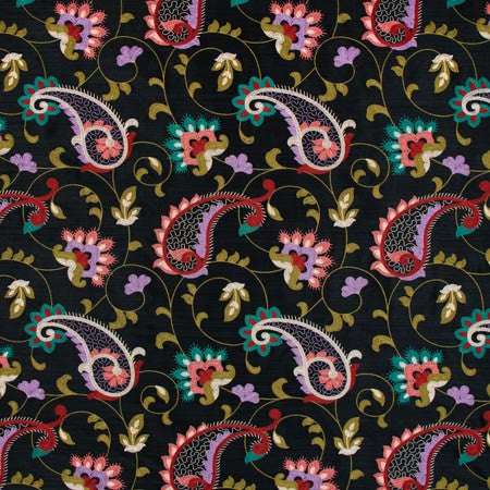 Garden Blooms Multi by Carole Designer Fabric ONYX & IVORY 100% Polyester India N/A 18" V, 17" H 51" - Swanky Fabrics -