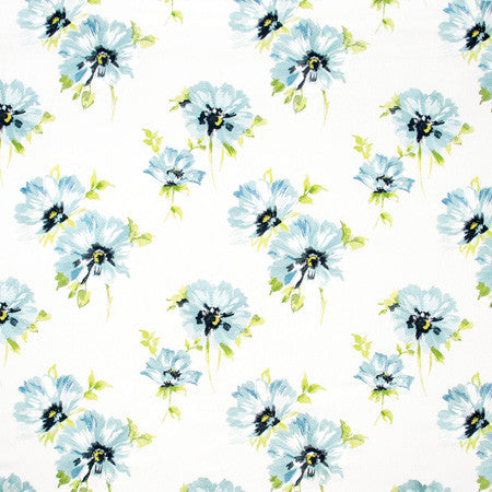 Summer Bloom Aqua by Carole Designer Fabric Blue Forest 100% Cotton India N/A 15 3/8" V, 17 1/8" H 5075" - Swanky Fabrics -
