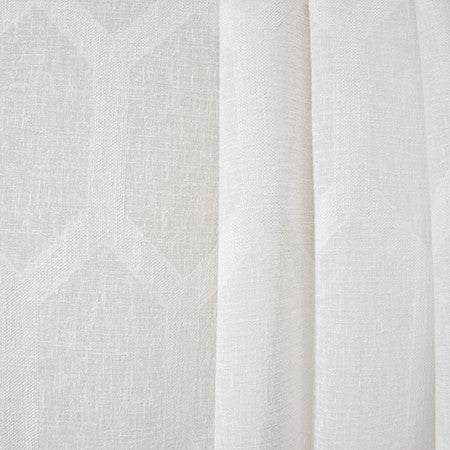 To The Point White by Carole Designer Fabric Sheer Luxury 85% Polyester, 15% Cotton-Weighted Hem INDIA 13 1/2" V, 4 1/2" H 116" - Swanky Fabrics -