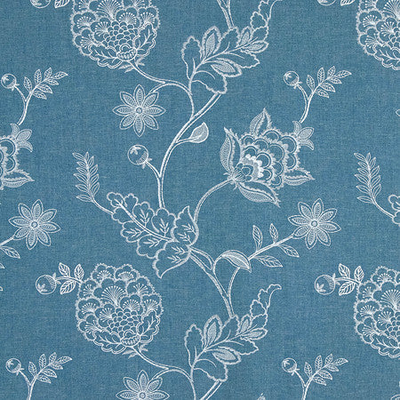 Papania Denim by Carole Designer Fabric Making Waves 89% Polyester, 8% Cotton, 3% Linen 50,000 Wyzenbeek Double Rubs 18 1/2" V, 18 1/4" H 54" - Swanky Fabrics -