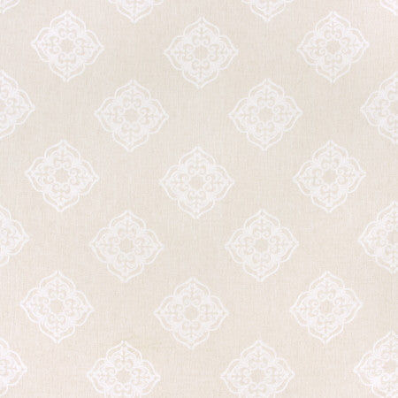 Parlor Games White by Carole Designer Fabric COCONUT CREAM 95% Polyester, 5% Linen China N/A Horizontal: 11 3/4" and Vertical: 11 3/4" V 54" - Swanky Fabrics -