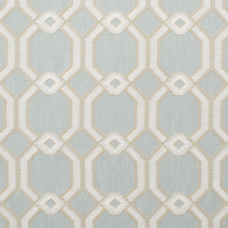 Graceful Gate Powder Blue by Carole Designer Fabric Seamist,Bluebell 100% Polyester India N/A 6 1/2" V, 6 3/4" H 53.5" - Swanky Fabrics -