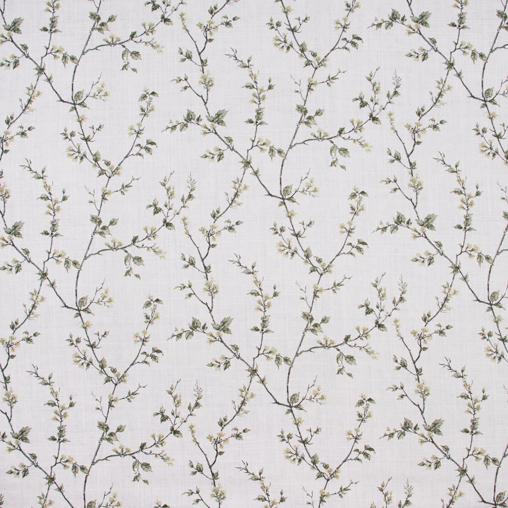 Budding Vine Moonlight by Carole Designer Fabric Onyx & Ivory 90% Cotton, 10% Linen Pakistan Passes 15,000 Double Rubs Wyzenbeek Horizontal: 18 and Vertical: 18 58 - Swanky Fabrics -