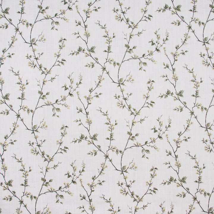 Budding Vine Moonlight by Carole Designer Fabric Onyx & Ivory 90% Cotton, 10% Linen Pakistan Passes 15,000 Double Rubs Wyzenbeek Horizontal: 18 and Vertical: 18 58 - Swanky Fabrics -
