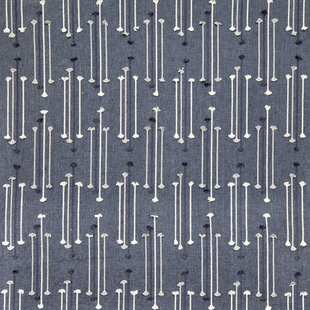 Straight Forward Denim by Carole Designer Fabric Blue Crush Base: 52% Cotton, 48% Polyester Embr: 100% Rayon India 12 5/8" V, 6 3/4" H 51"" - Swanky Fabrics -