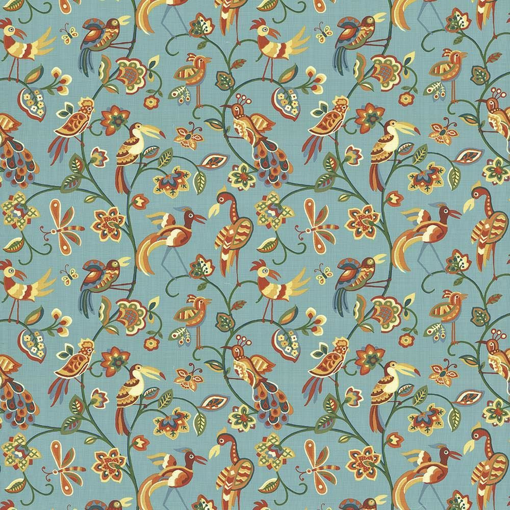 Fine Feathered Aqua by Kasmir Designer Fabric 1436 100% Cotton INDONESIA 15,000 Wyzenbeek Double Rubs Horizontal: 27 inches and Vertical: 27 inches 54 - 55 - Swanky Fabrics -