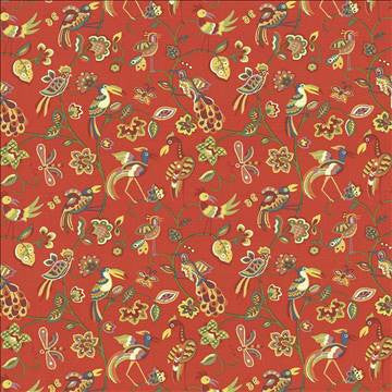 Fine Feathered Vermillion by Kasmir Designer Fabric 1435 100% Cotton INDONESIA 15,000 Wyzenbeek Double Rubs H: 27 inches, V: 27 inches 54 - 55 - Swanky Fabrics - Kasmir