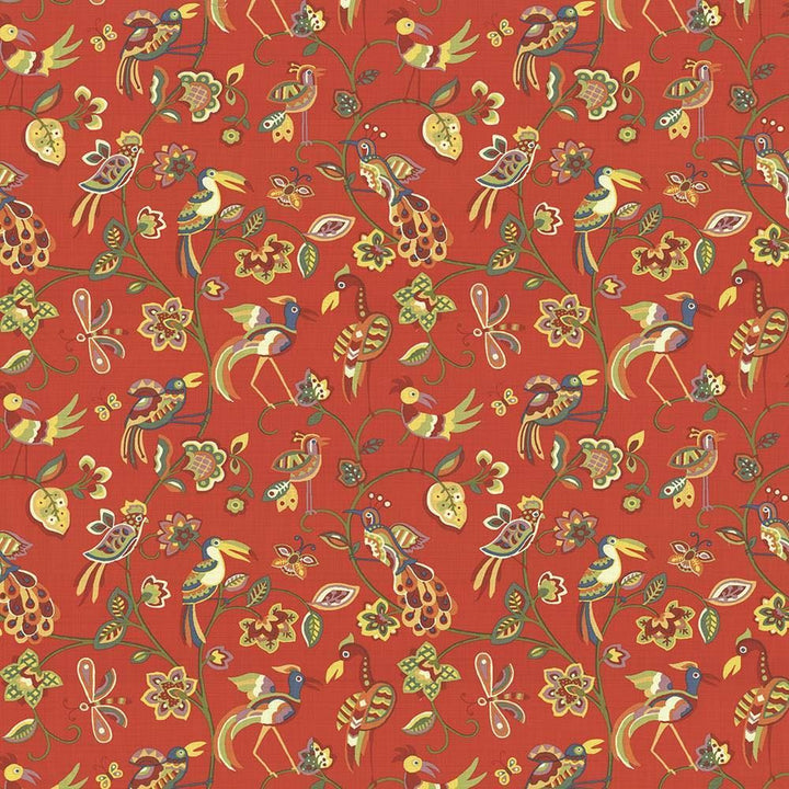 Fine Feathered Vermillion by Kasmir Designer Fabric 1435 100% Cotton INDONESIA 15,000 Wyzenbeek Double Rubs Horizontal: 27 inches and Vertical: 27 inches 54 - 55 - Swanky Fabrics -