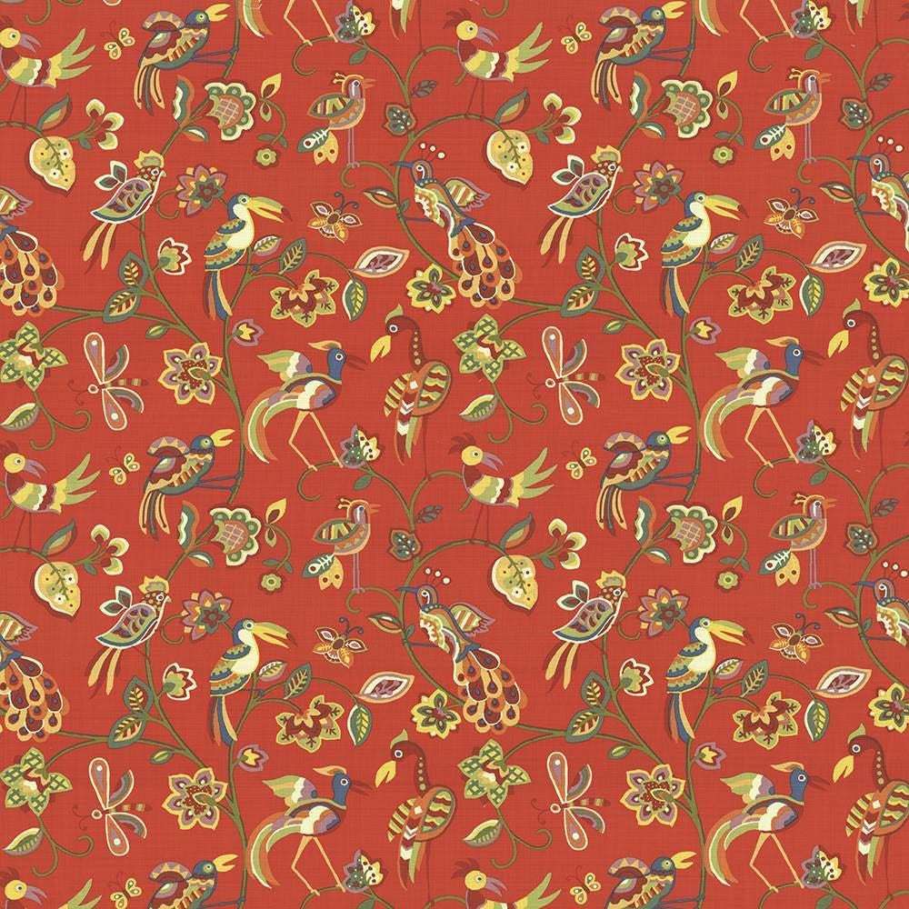 Fine Feathered Vermillion by Kasmir Designer Fabric 1435 100% Cotton
 INDONESIA 15,000 Wyzenbeek Double Rubs </p><p>Repeat: Horizontal: 27 inches and Vertical: 27 inches 54 - Swanky Fabrics -