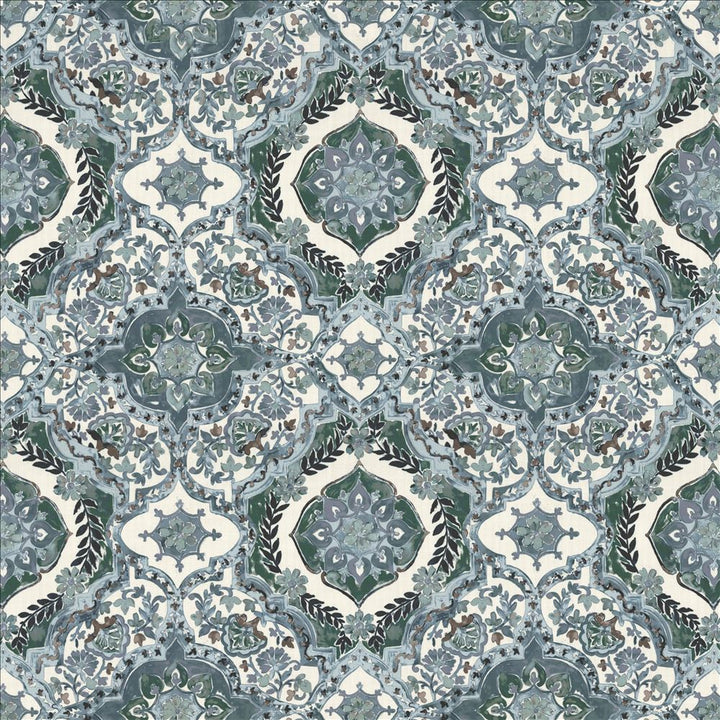 Fletcher Place Denim by Kasmir Designer Fabric 1463 100% Polyester
 CHINA 15,000 Wyzenbeek Double Rubs </p><p>Repeat: Horizontal: 26 6/8 inches and Vertical: 26 5/8 inches 55 - Swanky Fabrics -