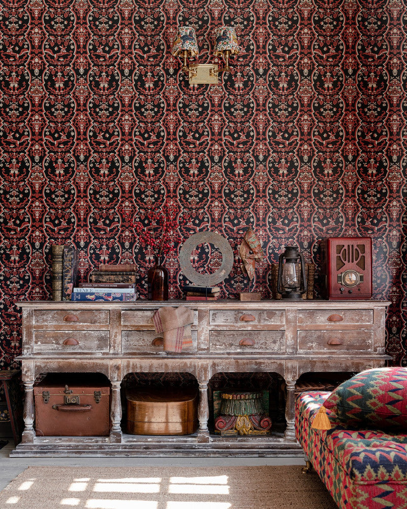 Mind The Gap Wallpaper FLORICSOME Blueprint Wallpaper (WP30152) | WP30152 | TYROL APRES-SKI HOME COLLECTION | 1 roll x 20.5 x 393.7 in | 0.52m / 20.5in | 10m / 393.7in | 5.20mp | 50cm / 19.6in | Indigo, Red | Satin Matte | Paste the wall | 1-roll in a box | Fabric Carolina | https://www.fabriccarolina.com/