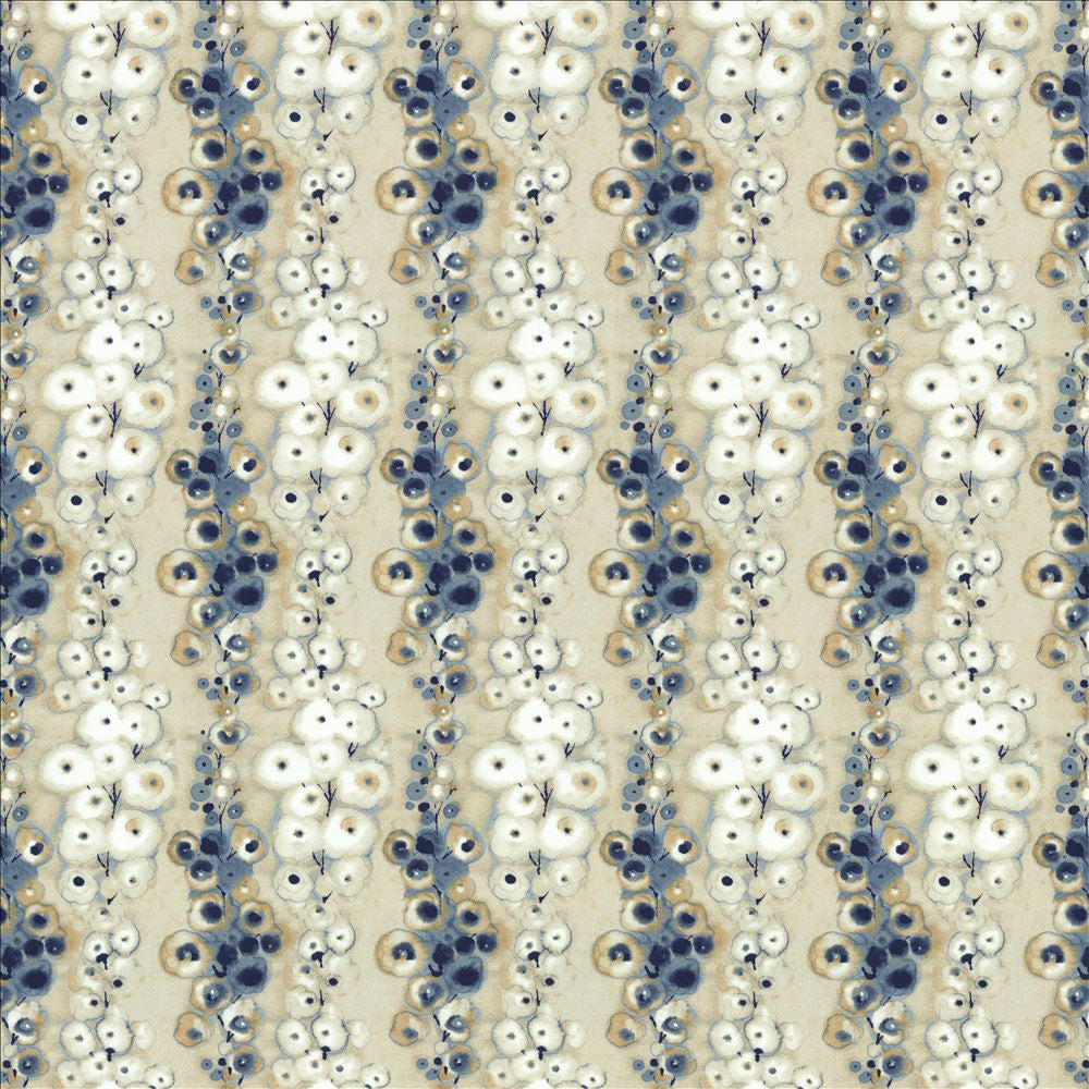 Flowerdale Blue  by Kasmir Designer Fabric 1463 100% Cotton
 INDIA 5,000 Wyzenbeek Double Rubs Horizontal: 6 6/8 inches and Vertical: 12 4/8 inches 54  - Swanky Fabrics -