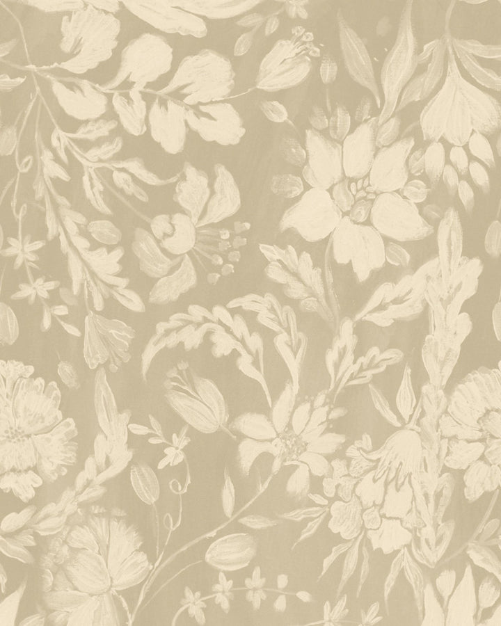 Flowery Ornament Taupe Wallpaper by Mind the Gap Designer Wallpaper TRANSYLVANIAN ROOTS Satin Matte Made in Europe Paste the wall 1 roll x 20.5 x 10.9 yards - Swanky Fabrics -