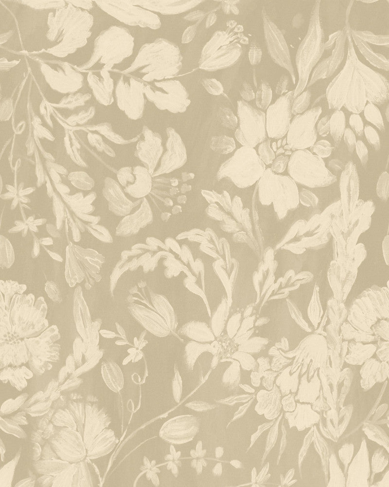 Flowery Ornament Taupe Wallpaper by Mind the Gap Designer Wallpaper TRANSYLVANIAN ROOTS Satin Matte Made in Europe Paste the wall 1 roll x 20.5 x 10.9 yards - Swanky Fabrics -