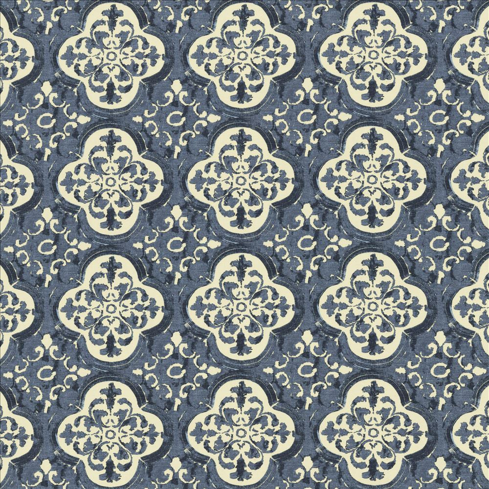 Foil Indigo by Kasmir Designer Fabric See sample 55% Linen
45% Cotton
 CHINA 15,000 Wyzenbeek Double Rubs </p><p>Repeat: Horizontal: 9 inches and Vertical: 9 inches 54 - Swanky Fabrics -