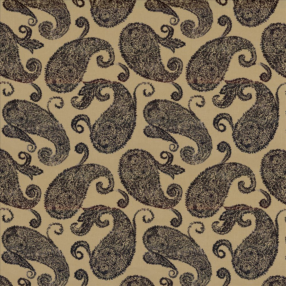 Frascati Paisley Black by Kasmir Designer Fabric See sample 55% Linen
45% Viscose
 CHINA 12,000 Wyzenbeek Double Rubs </p><p>Repeat: Horizontal: 26 2/8 inches and Vertical: 25 inches 54 - Swanky Fabrics -