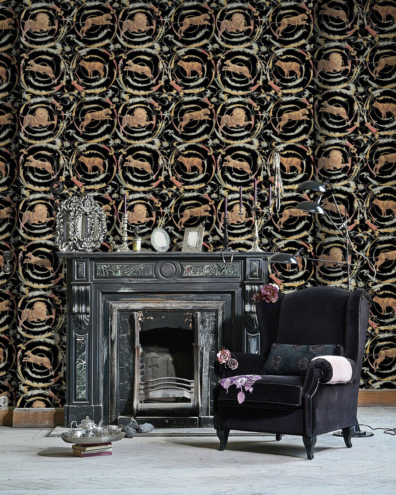 Mind The Gap Wallpaper FRESCE Anthracite (WP20197) | WP20197 | PREMIUM DESIGNER WALLPAPER COLLECTION | 3 rolls x 20.5 x 118.1 in | 0.52m / 20.5in | 3m / 118in | 4.65mp | 52cm / 20.5in | Black, Brown, Red, Yellow | Non-woven | Paste the wall | 3-rolls in a box | Fabric Carolina | https://www.fabriccarolina.com/