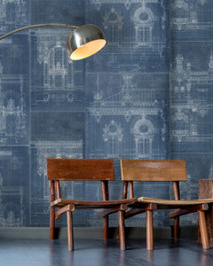 Mind The Gap Wallpaper GARNIER Blue Wallpaper (WP20216)