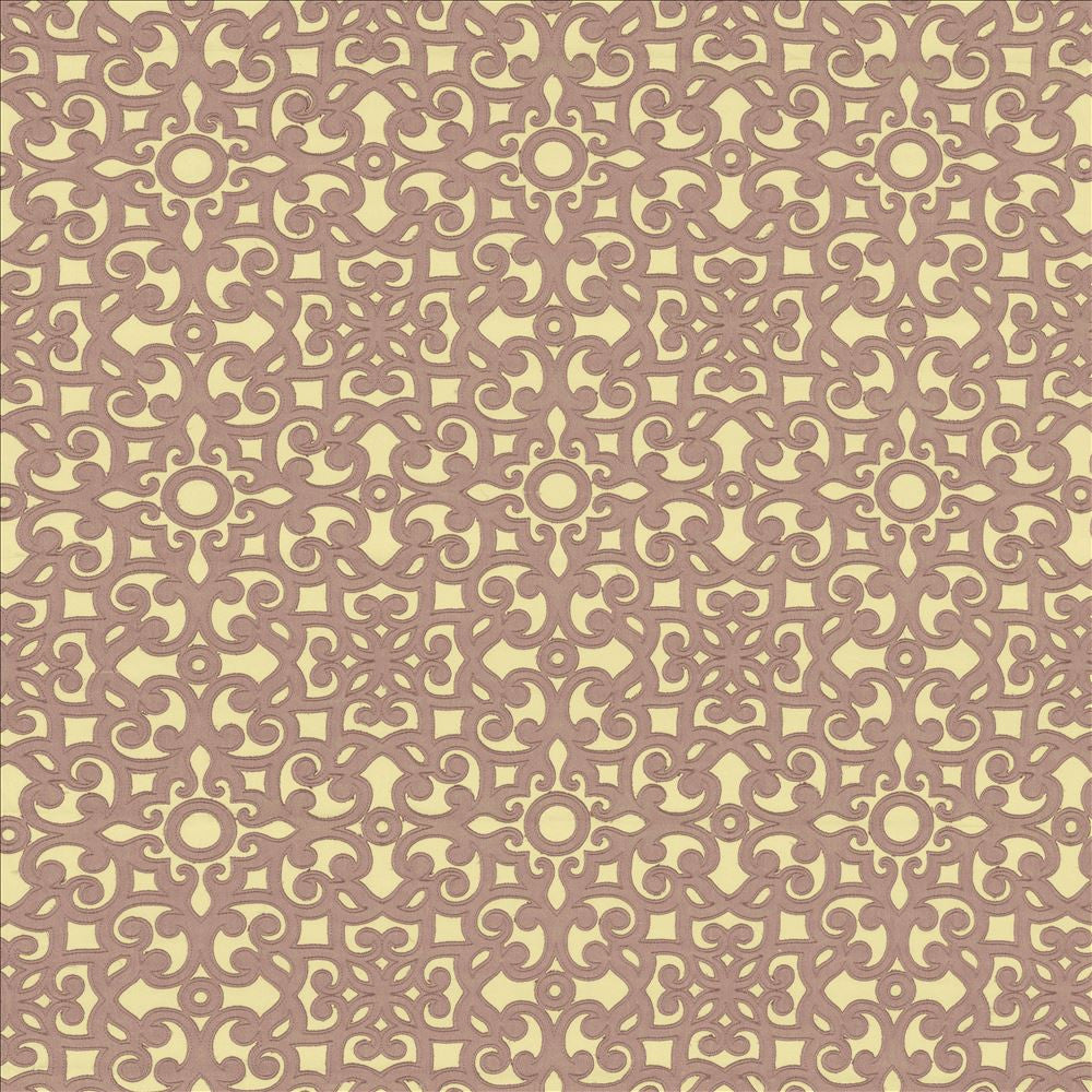 Glory Days Mauve by Kasmir Designer Fabric 5146 52% Cotton
48% Polyester
 INDIA Not Tested </p><p>Repeat: Horizontal: 8 6/8 inches and Vertical: 10 inches 51 - Swanky Fabrics -